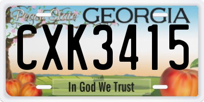 GA license plate CXK3415