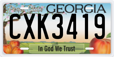 GA license plate CXK3419