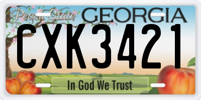 GA license plate CXK3421