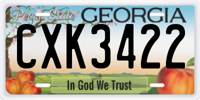 GA license plate CXK3422