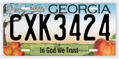 GA license plate CXK3424