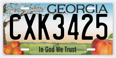 GA license plate CXK3425