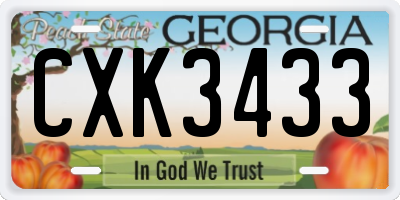 GA license plate CXK3433