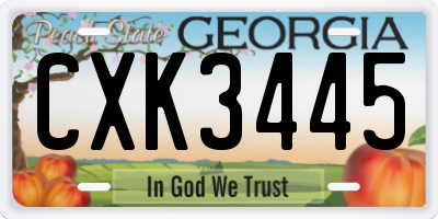 GA license plate CXK3445