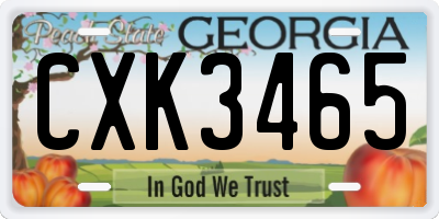 GA license plate CXK3465