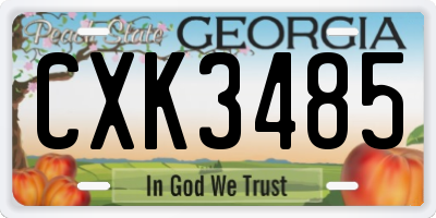 GA license plate CXK3485