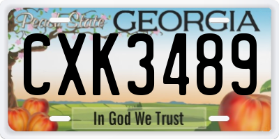 GA license plate CXK3489