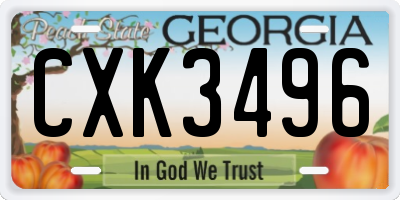 GA license plate CXK3496