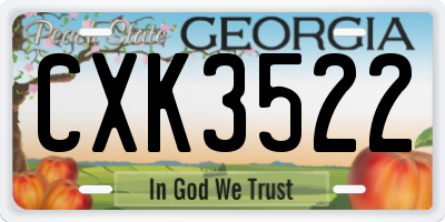 GA license plate CXK3522