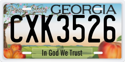 GA license plate CXK3526