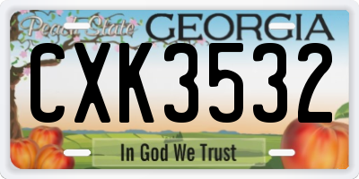 GA license plate CXK3532