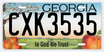 GA license plate CXK3535