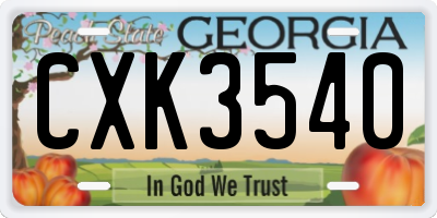 GA license plate CXK3540