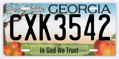 GA license plate CXK3542