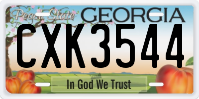 GA license plate CXK3544
