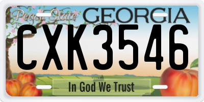 GA license plate CXK3546