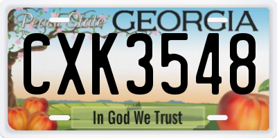 GA license plate CXK3548