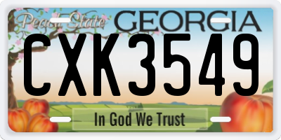 GA license plate CXK3549