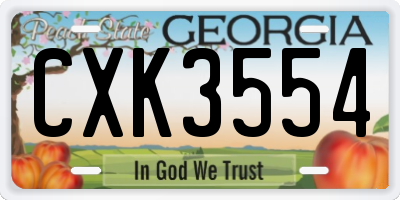 GA license plate CXK3554