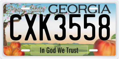 GA license plate CXK3558