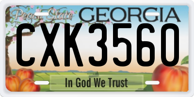 GA license plate CXK3560