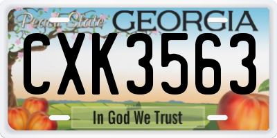 GA license plate CXK3563