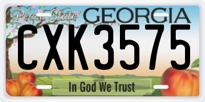 GA license plate CXK3575