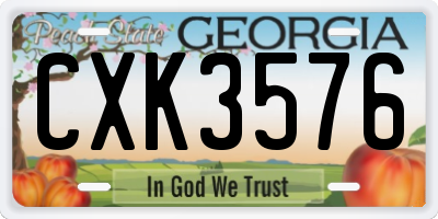 GA license plate CXK3576