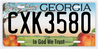 GA license plate CXK3580