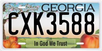 GA license plate CXK3588