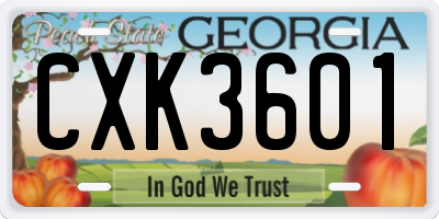 GA license plate CXK3601