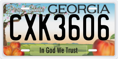 GA license plate CXK3606