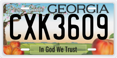 GA license plate CXK3609