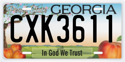GA license plate CXK3611