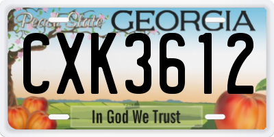 GA license plate CXK3612