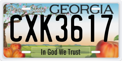 GA license plate CXK3617