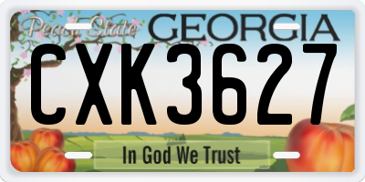 GA license plate CXK3627