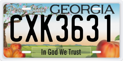 GA license plate CXK3631