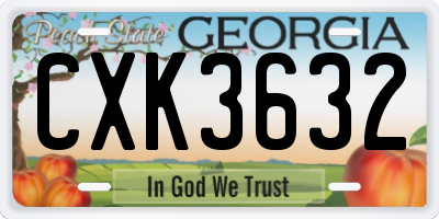 GA license plate CXK3632