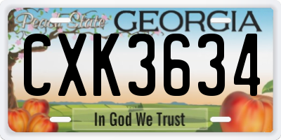 GA license plate CXK3634