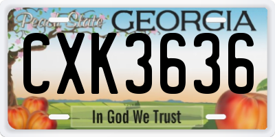 GA license plate CXK3636