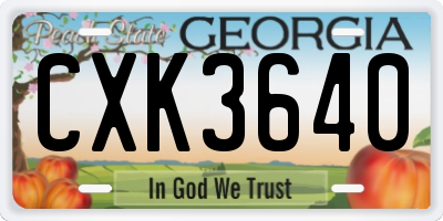 GA license plate CXK3640