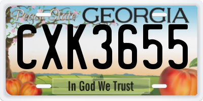 GA license plate CXK3655