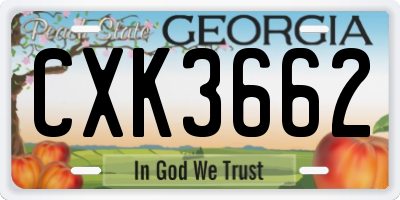 GA license plate CXK3662