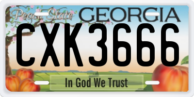 GA license plate CXK3666