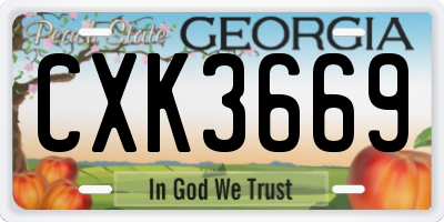 GA license plate CXK3669