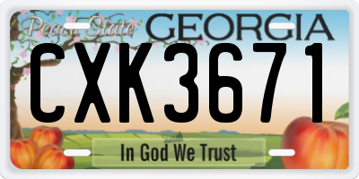 GA license plate CXK3671