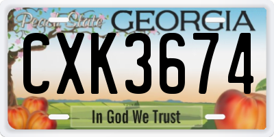 GA license plate CXK3674