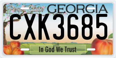 GA license plate CXK3685