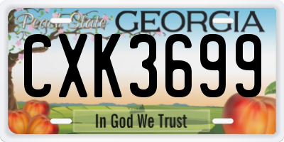 GA license plate CXK3699